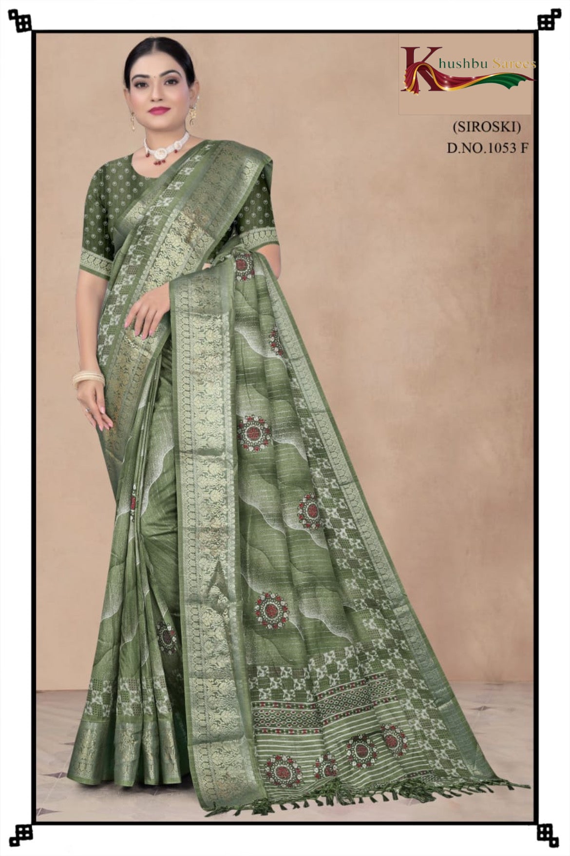 “Khushbu Sarees Siroski Designer Silk Saree – Rich Maroon with Intricate Golden Weave”