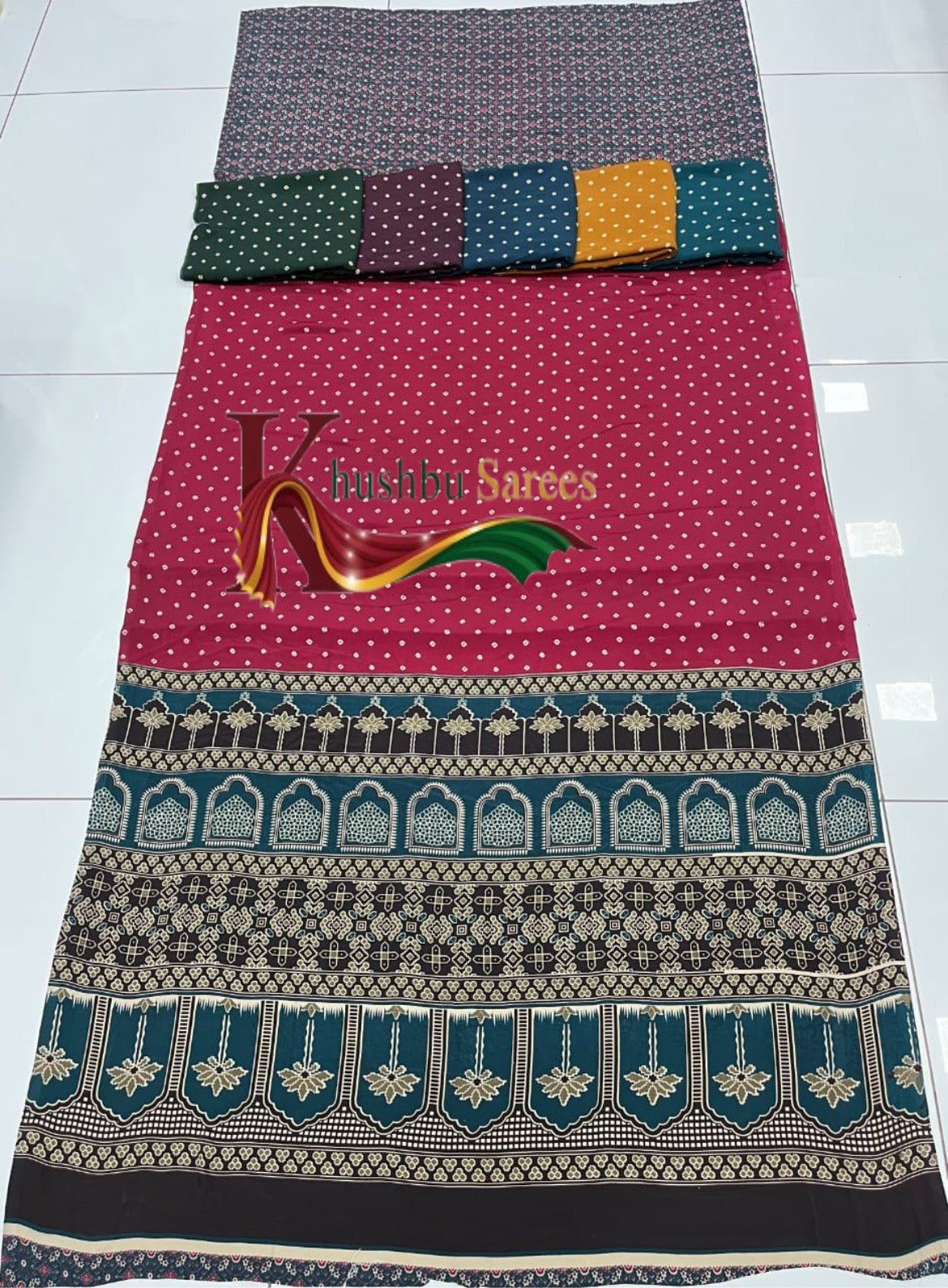 “Elegant Mustard Silk Crepe Saree with Traditional Border”
