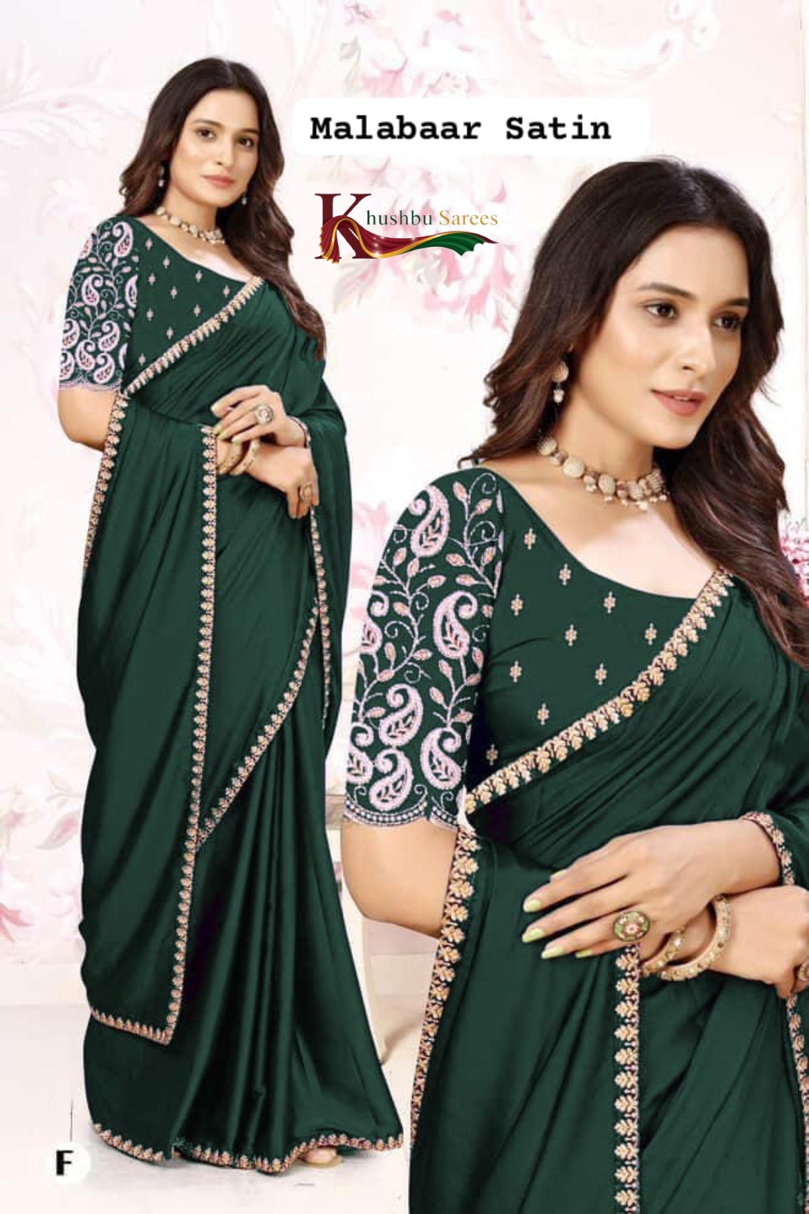 Magenta Malabar Satin Saree with Embroidered Blouse”