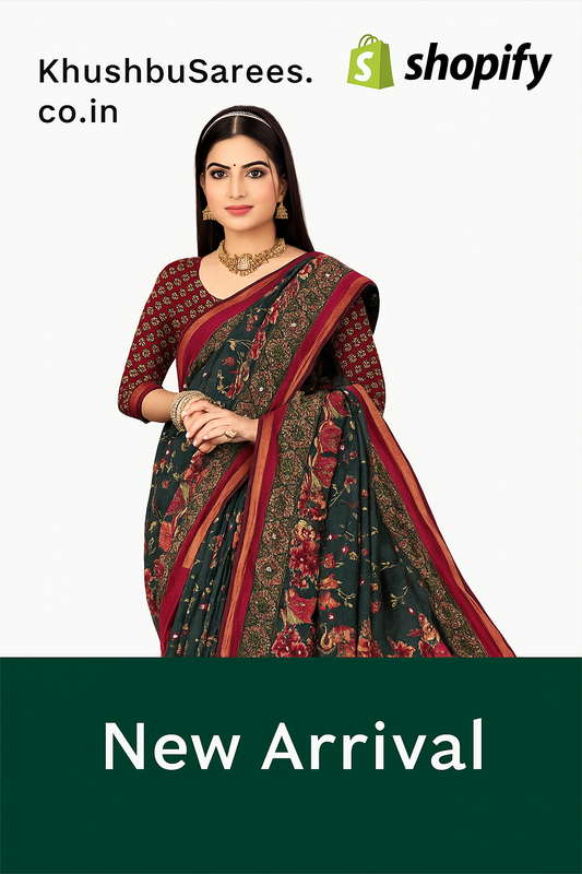 Elegant Kalamkari Art Silk Saree – New Arrival from Khushbu Sarees ✨