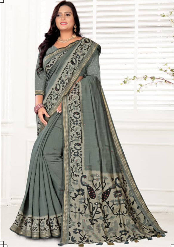 “Elegant Mustard Yellow Cotton Saree with Printed Pallu & Border”