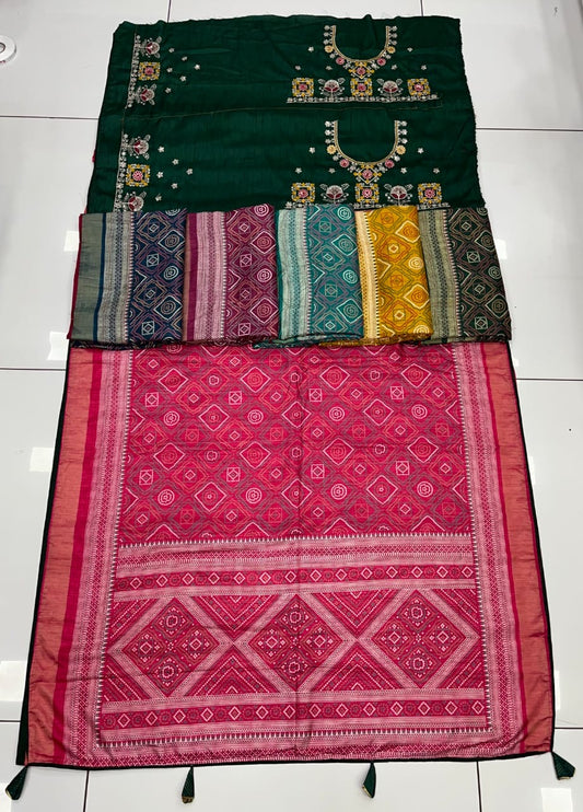 “Khushbu Sarees – Mittu Design No. 957B Traditional Printed Saree with Embroidered Blouse”